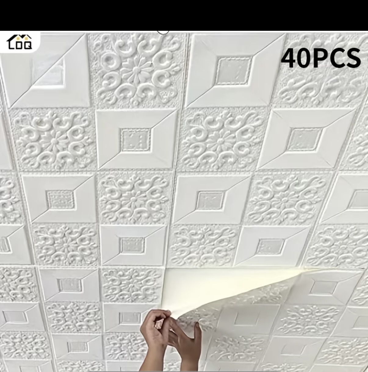 40pcs (35 X 35 Cm/13.78 X 13.78 Inches) 3D Self-Adhesive Square Ceiling Wallpapers, Wall Decoration, Peel And Stick, Suitable for Ceiling, Living Room, TV Background Wall Decoration, Wall Renovation W