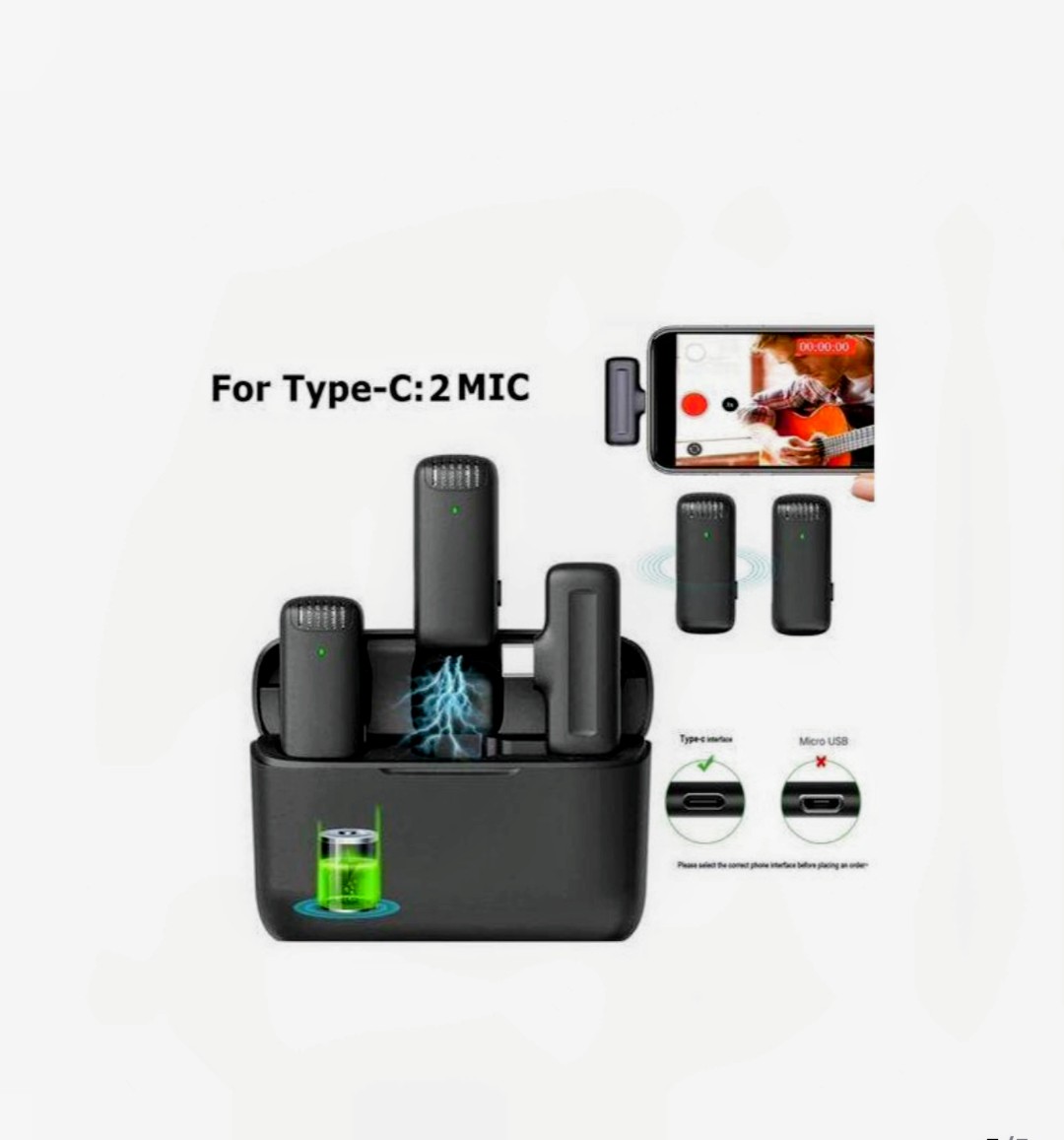 J-13 Double Wireless Microphone – iPhone & Type-C