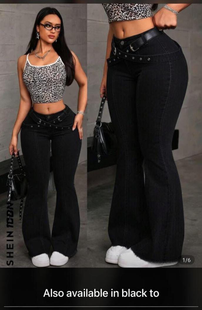 Buckle waist snach jeans